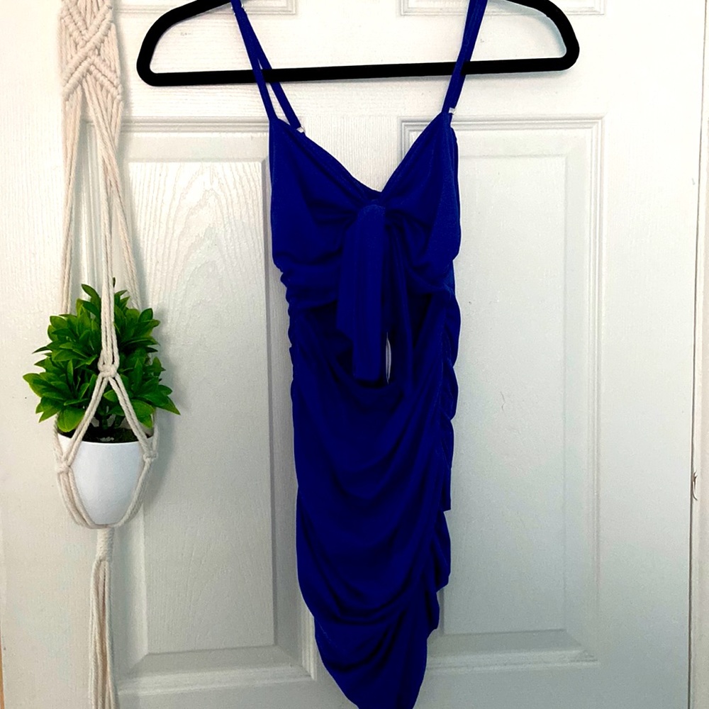 Blue Front Tie Dress